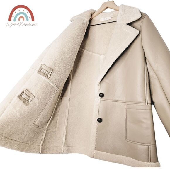 New! ASTR The Label Francine Faux Leather Shearling Winter Jacket Coat - Picture 10 of 14